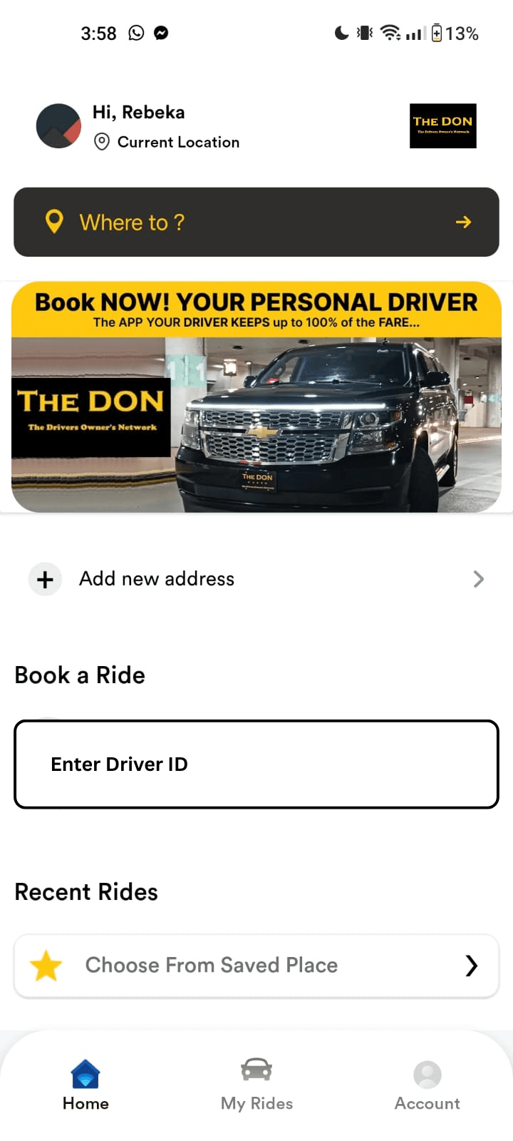 The Don Reservations App Interface